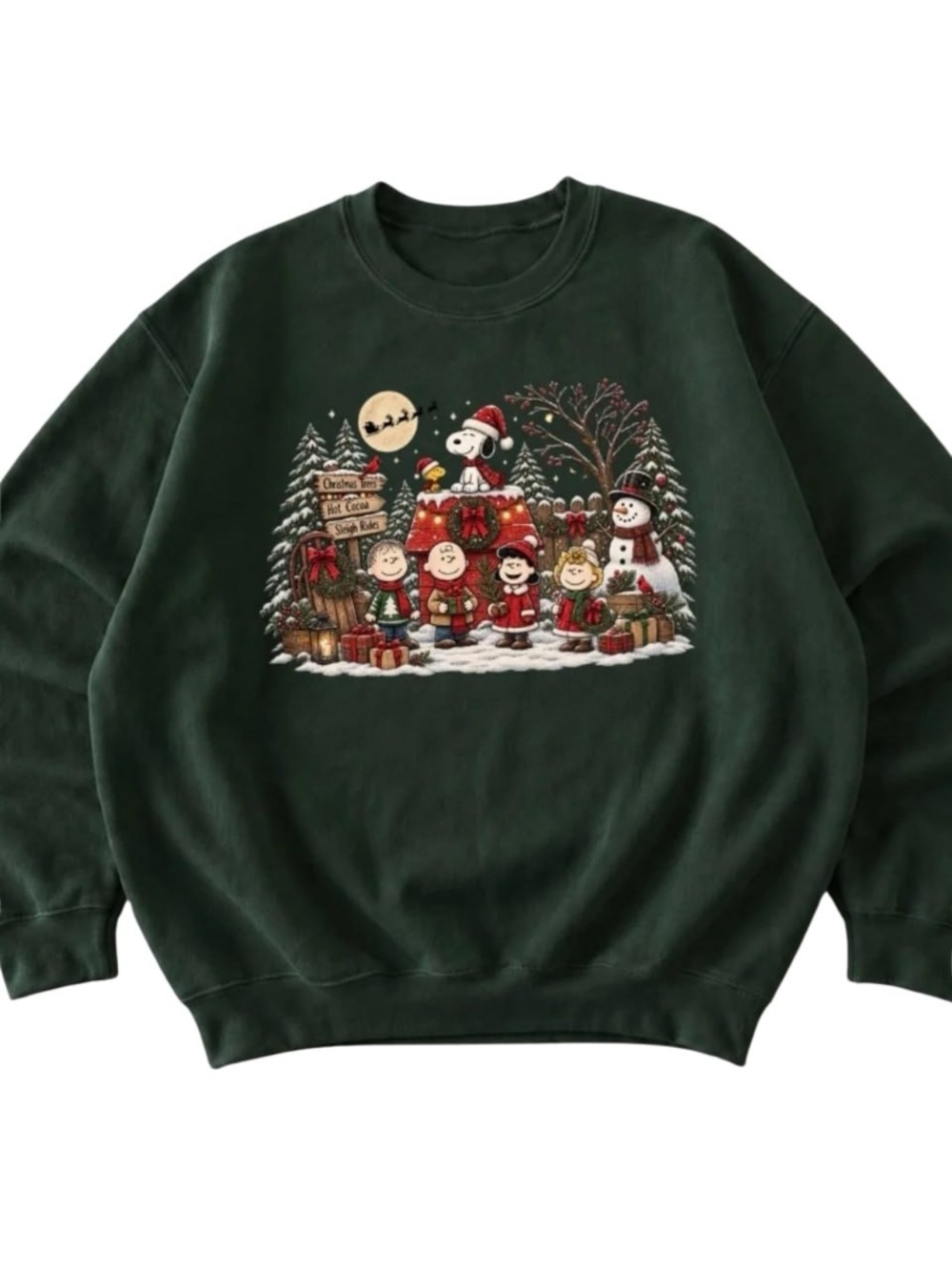Forest Green Peanuts Holiday Crewneck Sweatshirt